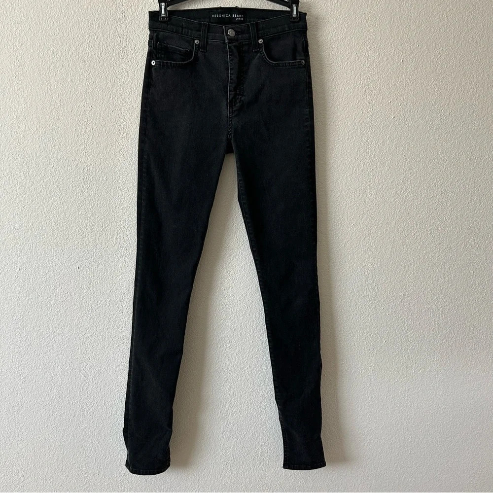 Veronica Beard kate skinny high rise black raven jeans inner slit sz 26/2 #243. - Picture 4 of 13